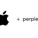 Apple logo alongside Perplexity AI logo symbolizing potential acquisition